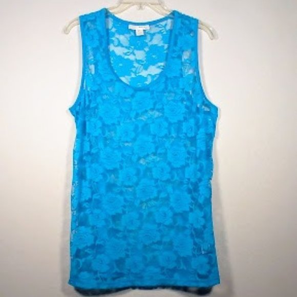Derek Heart Tops - Derek Heart Plus Racerback Turqouise Stretch Lace Tank Sz: 2X